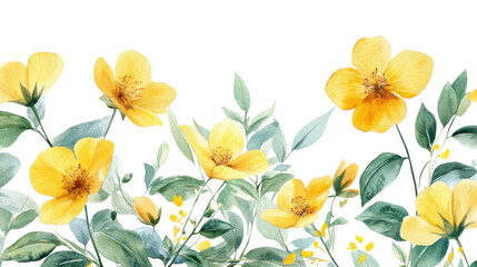 Watercolor flower of tropical spring floral yellow on transparent background 