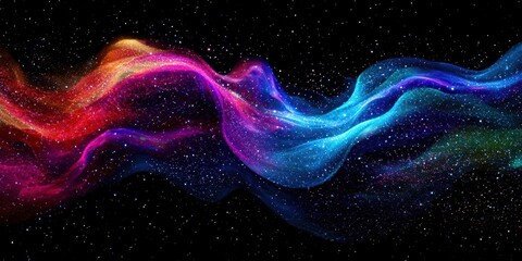 Wall Mural - Colorful wave of light with stars in the background