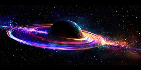 Wall Mural - Colorful planet is in the middle of a spiral