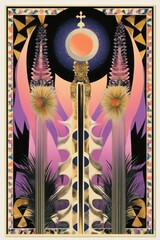 Wall Mural - A gothic vector illustration of an isolated tarot card art celestial mystical.