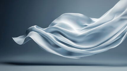 Poster - flowing white fabric creates sense of elegance and movement against soft gray background, evoking feeling of tranquility and lightness