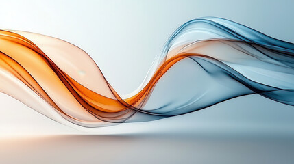 Aufkleber - Flowing abstract waves in orange and blue tones create serene atmosphere. smooth curves and soft gradients evoke sense of calm and tranquility