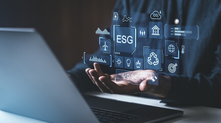 Poster - ESG investment strategy concept.