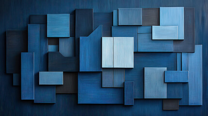 Aufkleber - Abstract composition with deep blue tones and geometric shapes, creating modern and artistic feel. interplay of textures adds depth and interest to design