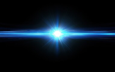 Poster - abstract blue light burst with streaks on black background, energy, technology concept.