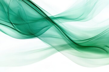 Poster - Elegant Abstract Green Waves on White Background - Modern Fluid Design.