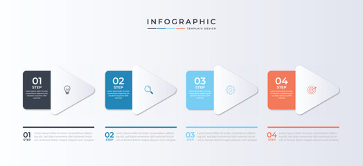 Wall Mural - business growth arrow template. infographic 4 steps to success. vector illustration.