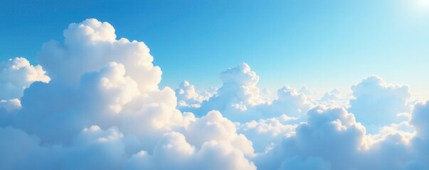 Wall Mural - Puffy white clouds drifting lazily across the sky, peaceful scene, puffy clouds, clouds drifting