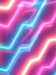 Poster - abstract neon lines on a pink and purple gradient background.