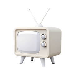 Fototapete - Plastic 3D white retro tv icon
