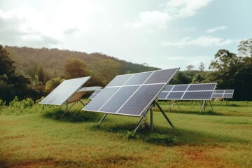 Sticker - Solar cell panel outdoors field environmentalist.