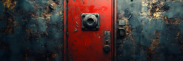 Canvas Print - A background of a grungy elevator shaft with exposed wiring.