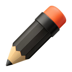 Wall Mural - plastic black cartoon 3d icon of pencil. isolated on white background.