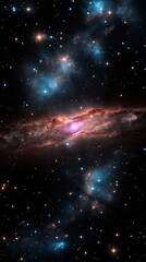 Wall Mural - Vibrant cosmic swirl showcases the beauty of swirling galaxies in the vastness of space during the tranquil night sky. Generative AI