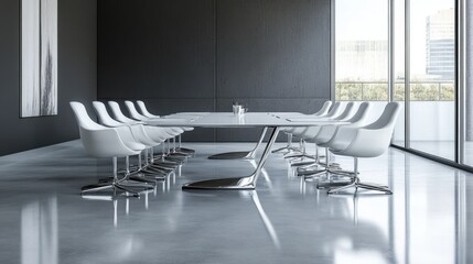 Poster - Executive meeting room with large table and white chairs