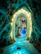 © Maria - A mystical white archway with glowing lights surrounded by intricate sea-inspired formations in an ethereal underwater cavern