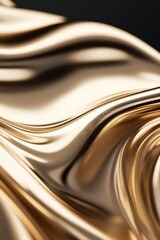 Poster - Liquid gold elegantly swirls in smooth, flowing patterns, reflecting light beautifully against a dark or gradient background, creating a sense of luxury and fluidity