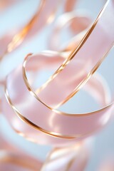 Poster - A captivating spiral showcases alternating ribbons in soft pink and shimmering gold. Set against a neutral pastel backdrop, it offers ample negative space for branding or text overlay