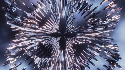 Wall Mural - Abstract background 3D animation shiny glass and metal reflective objects movement rotation play of light.
