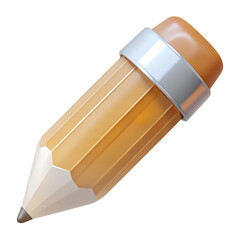 Wall Mural - plastic cartoon 3d icon of pencil. isolated on white background.