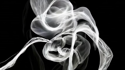 Aufkleber - Abstract flowing white lines on a black background. Minimalist digital art, motion, and fluid design concepts.