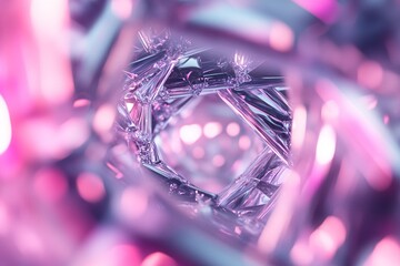 Poster - Experience a mesmerizing tunnel illuminated by vibrant shades of cyan, magenta, and purple. The reflective metallic edges enhance its depth, inviting creativity and imagination