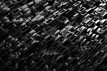 Wall Mural - Abstract geometric pattern with black cubes. 3d render