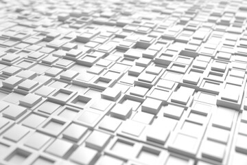 Wall Mural - Abstract geometric grid with white cubes and rectangles for modern design. 3d render