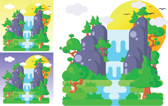 Cute waterfall cover background design vector