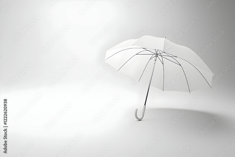 Blank white umbrella mockup for branding purposes, set against a clean ...