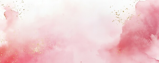 Poster - Abstract pink watercolor background with gold accents