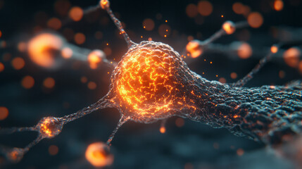 Leinwandbilder - A macro-style visual of a synapse in 3D, highlighting the distinct shapes of presynaptic and postsyn