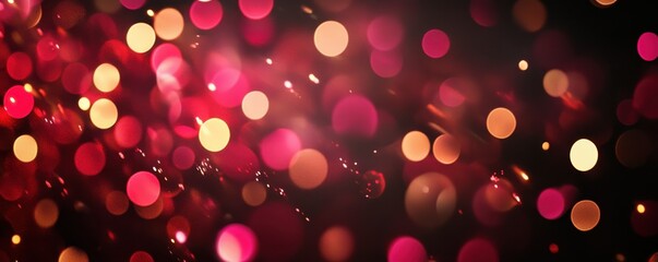 Poster - Vibrant red and pink bokeh lights creating a warm and festive atmosphere