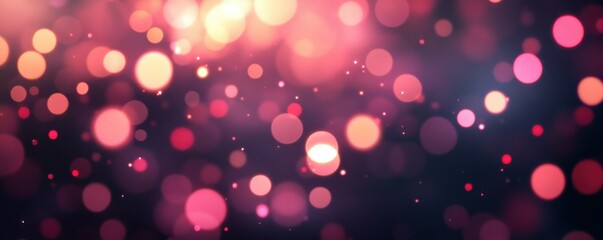 Poster - Glowing pink and orange bokeh abstract light background with soft circular patterns