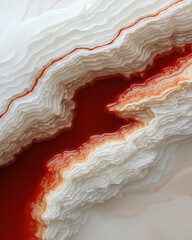 Aufkleber - A detail-focused image of rich red liquid meandering along the pathways of a white porous substance