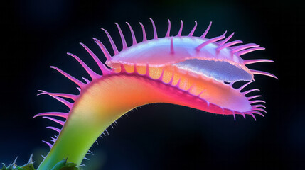 Poster - A crisp, saturated capture of a Venus flytrapâ€™s open jaws, showcasing the spinesâ€™ sharpness and