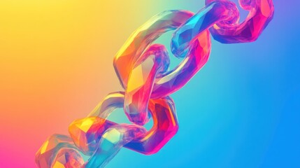 Poster - colorful abstract chain link on a vibrant gradient background symbolizing connection and strength