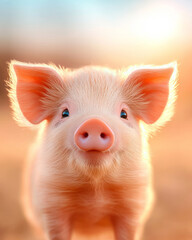 Aufkleber - A detailed close-up of a miniature pig's face with expressive eyes and a friendly smile, capturing i
