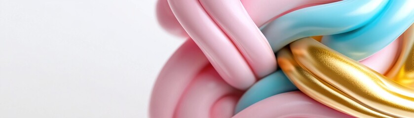 Poster - A dynamic display of intertwining vein-like structures in tones of pink, blue, and gold forms a striking abstract composition, set against a clean white backdrop