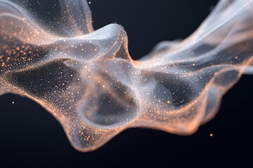 Poster - Abstract glowing particles are connected by delicate, web-like lines against a black-to-blue gradient background