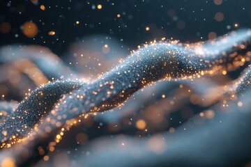 Poster - Abstract glowing particles form an intricate web-like structure, symbolizing viral spread. The dynamic visual set on a dark background invites exploration and creativity, with space for text overlay