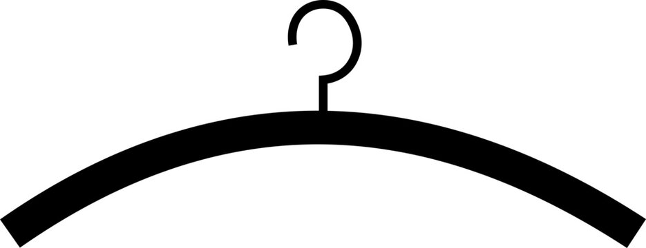 Cloth hanger icon, Hanger for cloakroom or closet. Hang for coat, shirt or suit, towel. Hook sale logo. Vector glyph silhouette template design elements, isolated on transparent background,