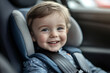 © Tetiana - Generative AI depiction of happy baby in car seat, showcasing safety and travel for young children