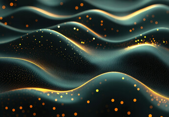 Aufkleber - Glowing waves on a gold abstract background with illuminated patterns creating a mesmerizing visual effect