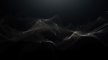 Aufkleber - abstract dark background with soft flowing waves and sparkling particles for creative and digital de