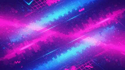 Leinwandbilder - A modern, vibrant holographic background reminiscent of the 1980s. This artwork showcases the influences of synthwave, vaporwave, retrowave, and retro futurism, along with a touch of webpunk style