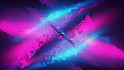 Leinwandbilder - An abstract, brightly colored holographic background that captures the essence of 1980s design. This piece reflects the styles of synthwave, vaporwave, retrowave, and retro futurism