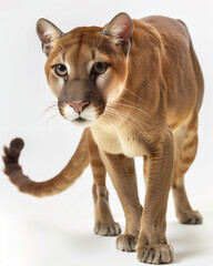 Wall Mural - fossa walking gracefully in daylight with a white background in photorealistic style