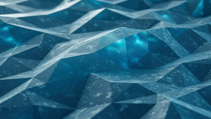 Poster - A low poly background featuring a texture of blue ice