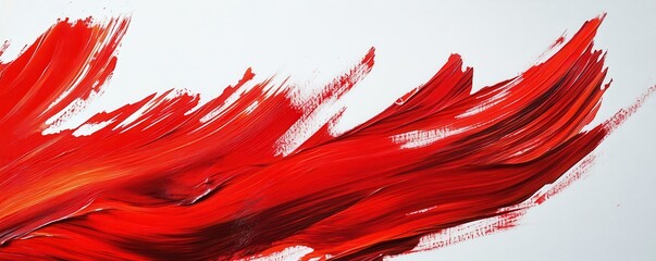 Poster - Bold red brushstrokes on white canvas